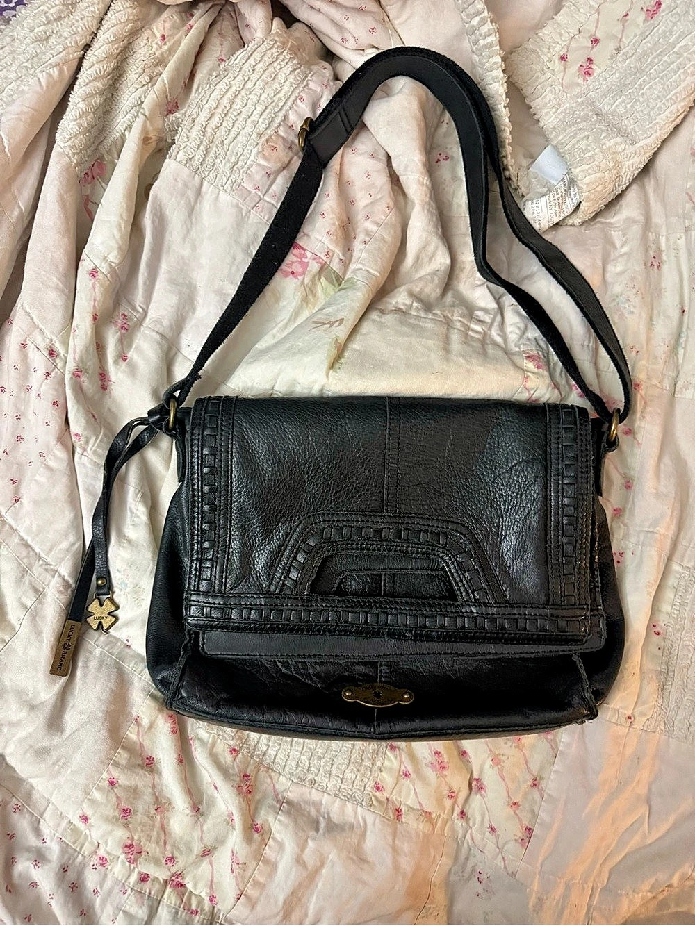 Vintage Lucky Brand Modesto Stash Fold Over Messenger Bag